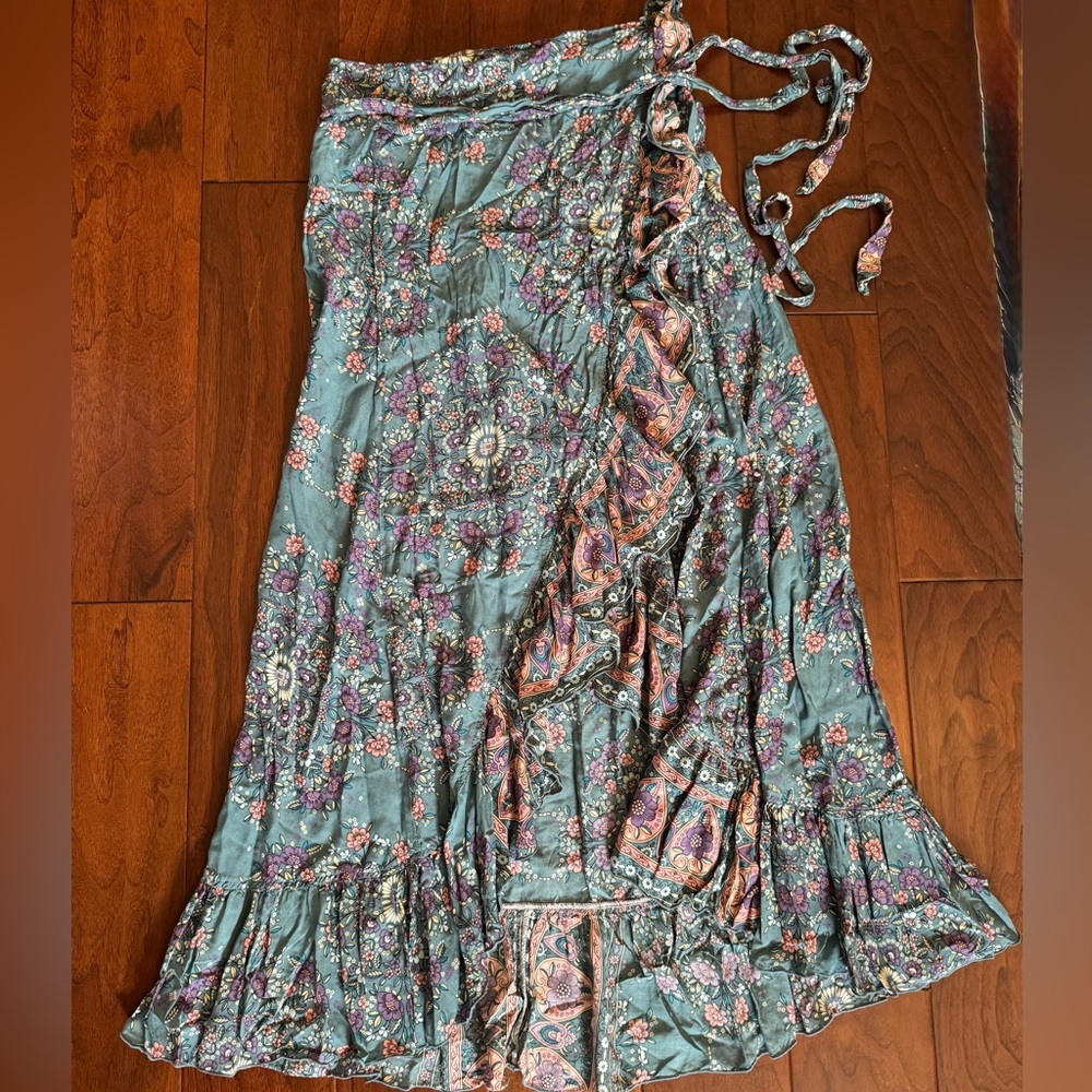 Sea Lustre Floral Wrap Skirt w/ Ruffle Detail